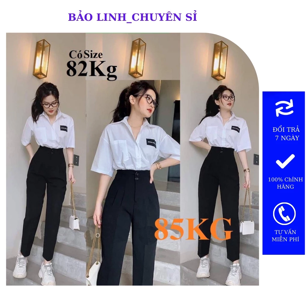 Quần Tây Học Sinh Bigsize Bảo Linh 2 Tầng Khuy, Quần Baggy Cạp Liền 2 Khuy Lưng Cao