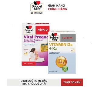 [HCM] Bộ đôi dưỡng thai bổ sung Vitamin, tăng cường hấp thụ Canxi cho mẹ bầu Vital Pregna - K2 D3 (02 hộp 30 viên)