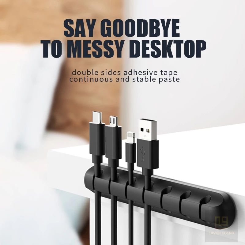 Kẹp Giữ Dây Cáp Sạc Silicone Cố Định Cáp Điện Thoại, Máy Tính Cao Cấp Keo 3M Siêu Dính Decor Gọn Gàng Bàn Làm Việc