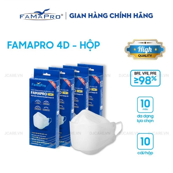 ((Đủ màu))-COMBO 4 hộp khẩu trang Kf94 4D famapro Nam Anh(Hộp 10 cái)