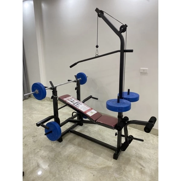 COMBO ghế tập tạ đa năng Hoàng Đức sport kèm đòn tạ 1,5m và 50kg tạ nhựa