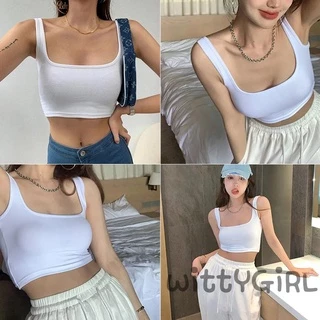 Áo Croptop Cổ Vuông Màu Sắc Trơn Thời Trang Cho Nữ