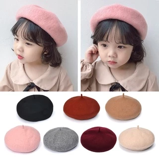 Mũ nồi beret màu trơn phong cách cổ điển cho bé gái 2-8 tuổi