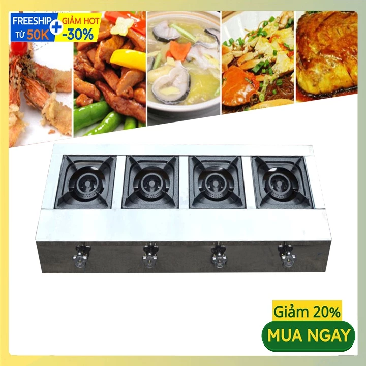 Bếp ga công nghiệp 4 họng ngang chuyên bánh xèo, cơm niêu