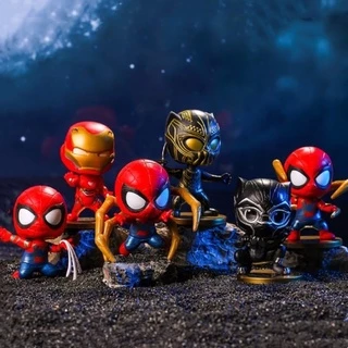 [Không hộp] Mô hình combo 8 món Chibi Black Panther - Ironman - Spiderman Marvel