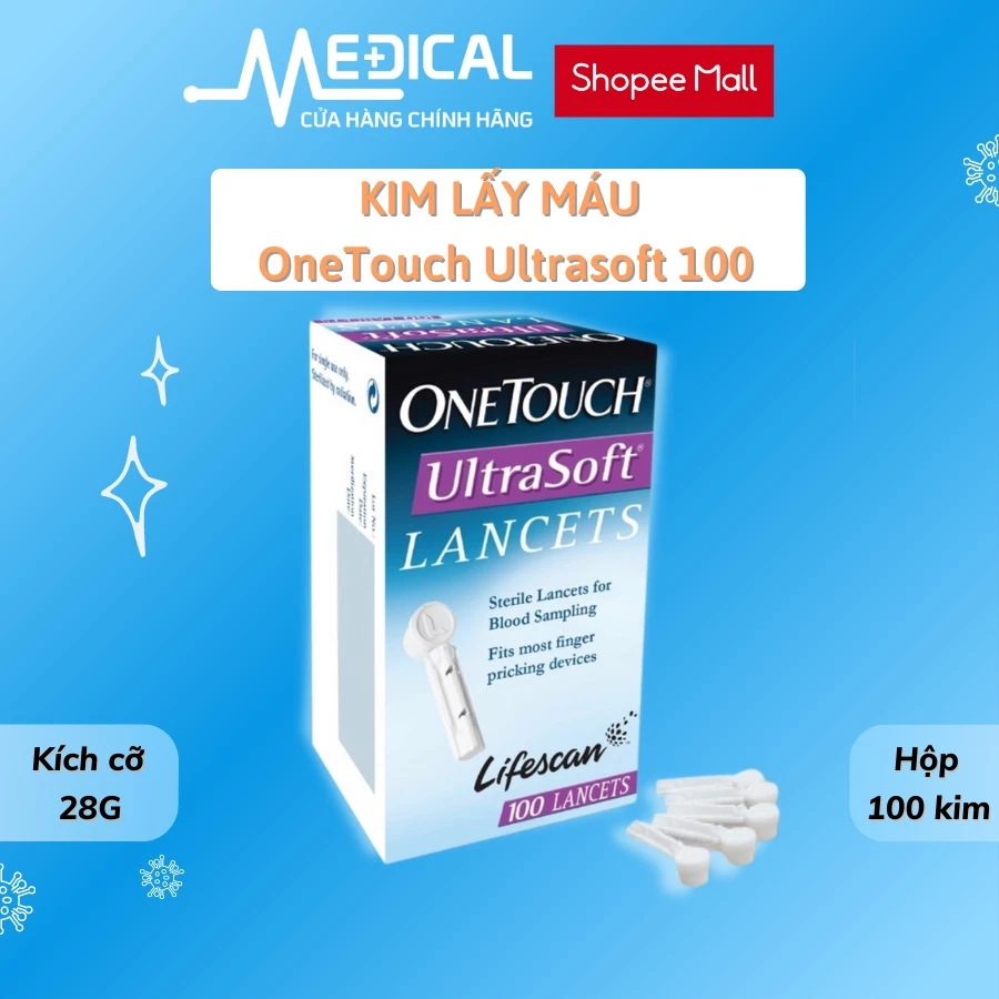 Kim lấy máu dùng cho máy đo đường huyết ONETOUCH Ultrasoft 100 chính hãng - MEDICAL