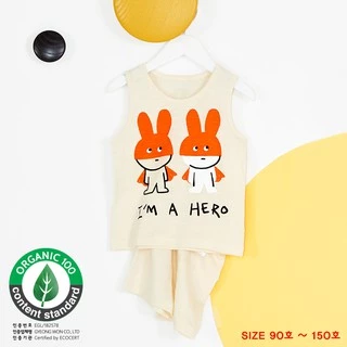 Bộ đồ bé gái Hàn Quốc uniFriend sát nách _ Im hero