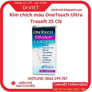 Kim chích máu OneTouch Ultra Trasoft 25 CN - Thiết kế đầu vát kim cương, giảm đau, lấy máu dễ dàng, an toàn - Drviet