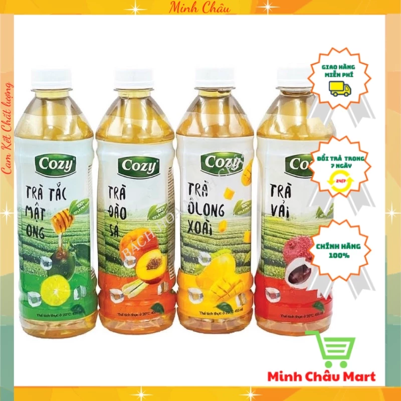 Trà Cozy Hoa Quả Vị Đào - Xoài- Tắc Mật Ong Chai 455ml