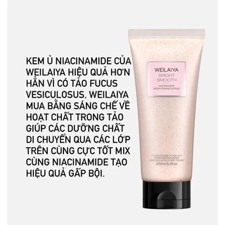 Kem ủ trắng Weilaiya tẩy da chết body Weilaiya Niacinamide Brightening Scrub,chiết xuất hồ đào,an toàn cho mọi loại da