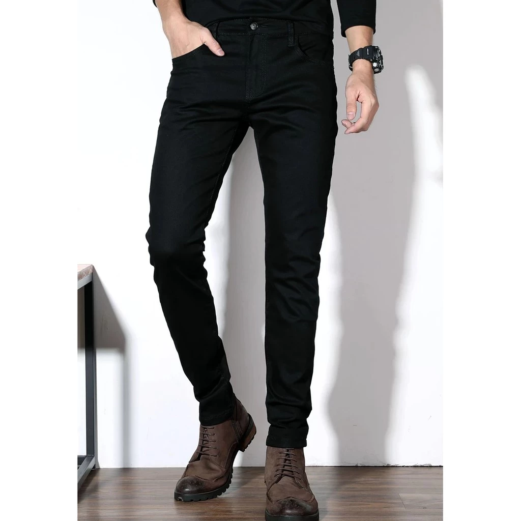 (CÓ Big Size) QUẦN JEAN NAM ĐEN TRƠN CO GIÃN DÀY DẶN CAO CẤP DÁNG BODY X1 QTN