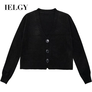 Áo cardigan IELGY tay dài dệt kim ngắn cổ chữ V linh hoạt