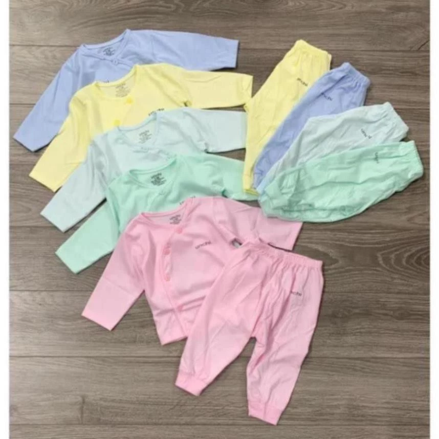 Bộ Cotton Khuy Lệch Mềm Mịn Cho Bé Sơ Sinh