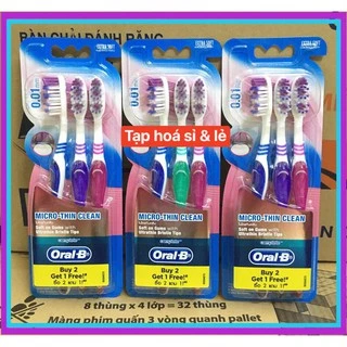 Bàn chải đánh răng siêu mềm Oral-B Micro Thin Clean ( mua 2 cây tặng 1cây) tổng 1 vỉ 3 cây