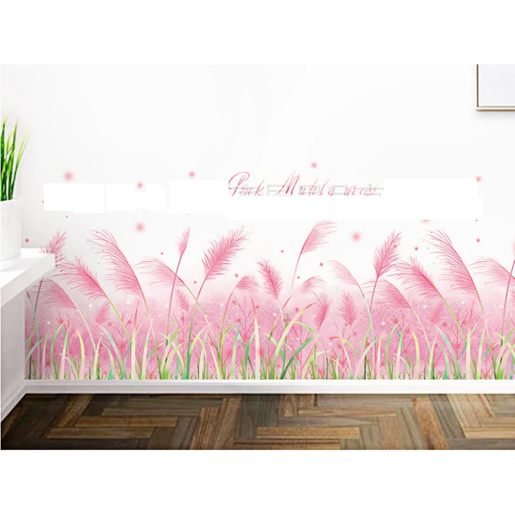 Decal  chân tường cỏ hồng