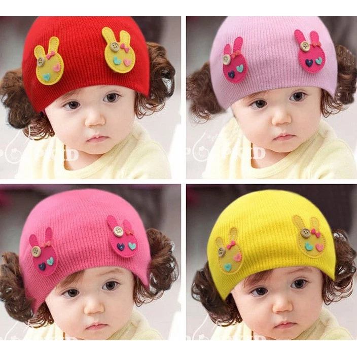 Mũ len tóc giả hinh thỏ con