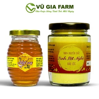 Combo Tinh Bột Nghệ + Mật Ong Hoa Cà Phê 100ml - Nguyên Chất Vũ Gia (100g/hũ)