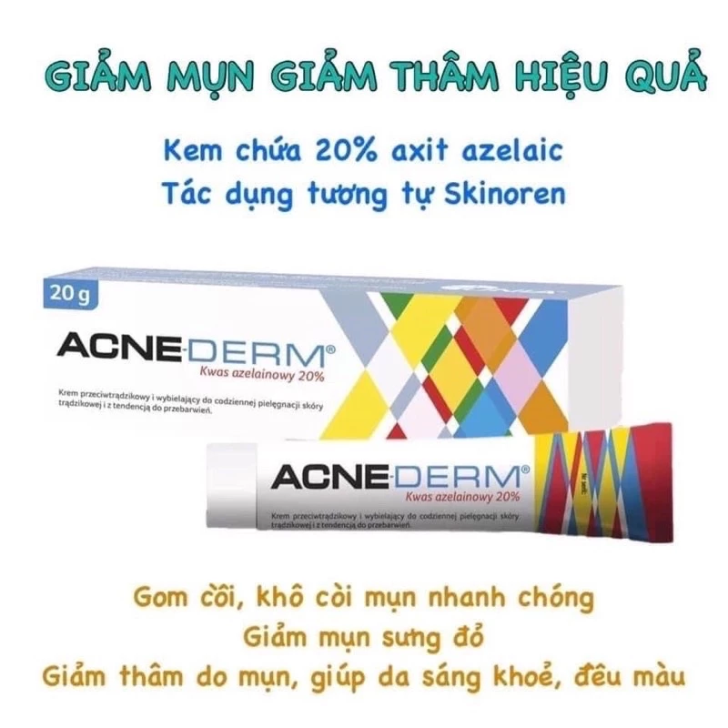 Kem ngừa thâm đều màu da ngừa mụn Acnederm acne derm axit azelaic 20% - Hàng chính hãng