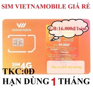 [ Hạn Dùng 1 Tháng ] Sim số Vietnamobile Tạo Tài Khoản 0đ