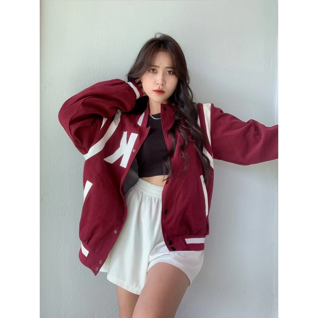 Jacket Varsity Graffiti King V1 Màu Đỏ Đô