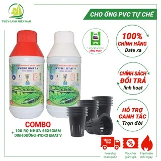 Combo 100 rọ nhựa trồng rau thủy canh cho ống PVC 90 màu đen + Dinh dưỡng rau ăn lá HidroUmat V tặng kèm 1 bịch hạt giốn