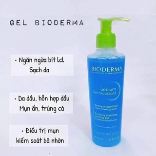 hàng pháp có bill Sữa rửa mặt Bioderma Sebium Cleansing Foaming Gel 200ml