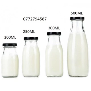 Chai Thủy Tinh CS Nắp Thiết 200ml , 250ml , 300ml 500ml | Tùy Chọn Dung Tích , Màu Nắp