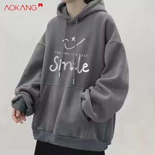 Áo hoodie AOKANG dáng rộng hình mặt cười thời trang xuân thu cho nam