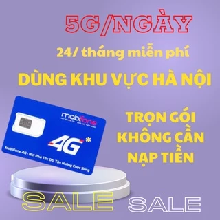 SIM MOBIFONE  12MDT50 TRỌN GÓI THÁNG 5GB NGÀY DÙNG KHU VỰC HÀ NỘI NGHE GỌI ĐƯỢC  HÀNG CHÍNH HÃNG