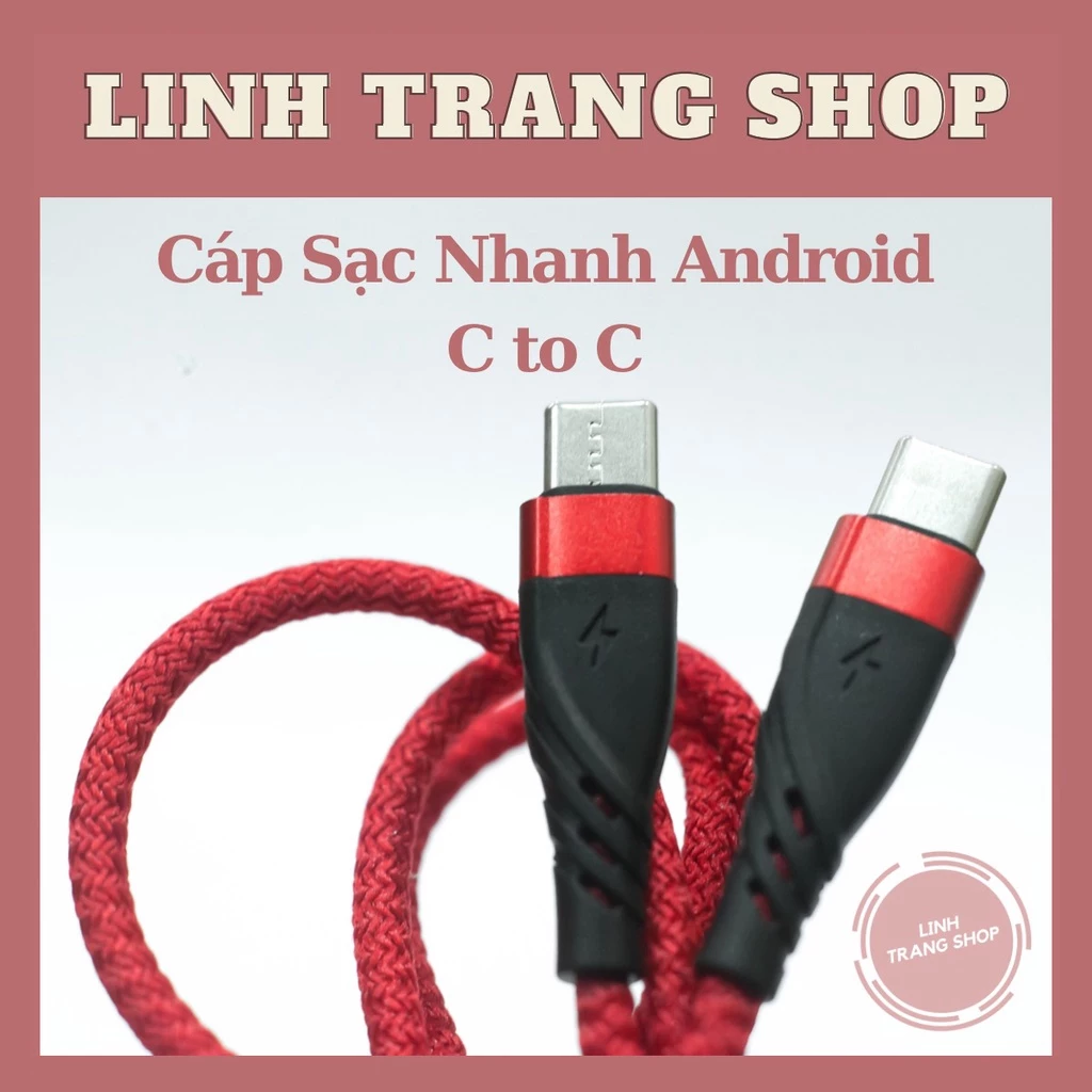 Cáp Sạc Nhanh Android Bọc Dù Màu Đỏ PD 60W C to C (Bảo Hành 1 Năm)