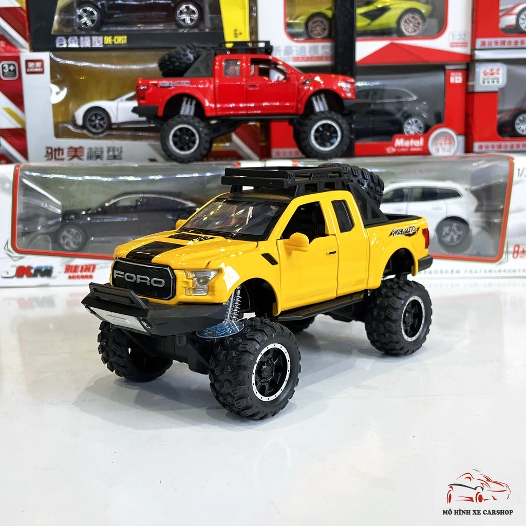 XE MÔ HÌNH SẮT FORD F150 OFFROAD Tỉ Lệ 1:32 màu vàng