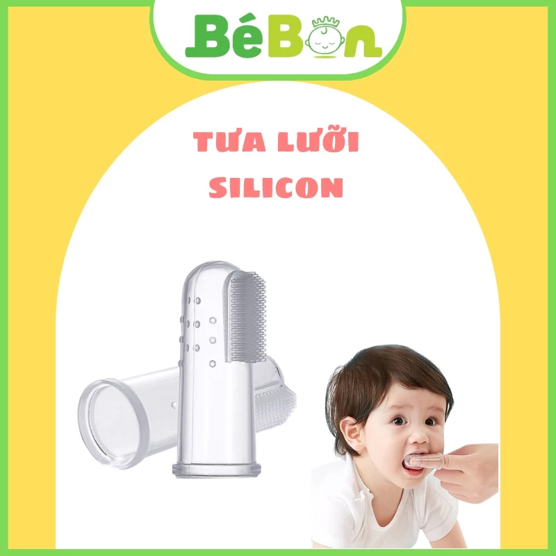 Tưa lưỡi xỏ ngón silicon siêu mềm cho bé kèm hộp an toàn vệ sinh