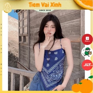 Áo Hai Dây 🍊[Tiệm Vải Xinh]🍊 Áo Bandana Kiểu Hai Dây Dáng Croptop - Hàng Quảng Châu - CT023