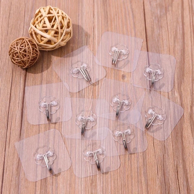 Combo 10 Móc Dán Tường Trong Suốt Treo Đồ Dùng Thông Minh