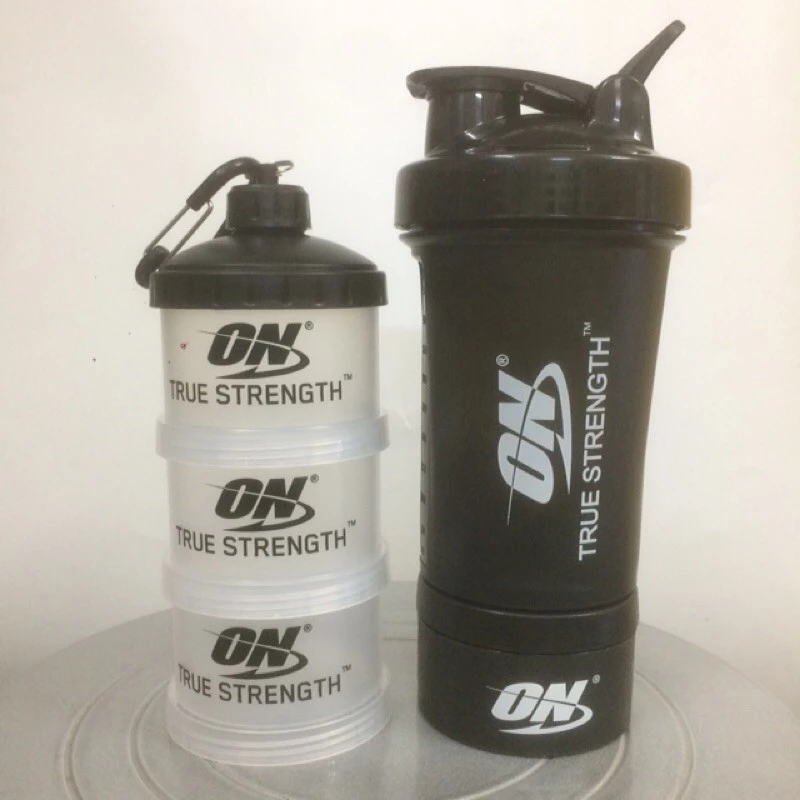 Bộ 2 sản phẩm bình nước shake bottle và hộp đựng whey ishake protein funnel