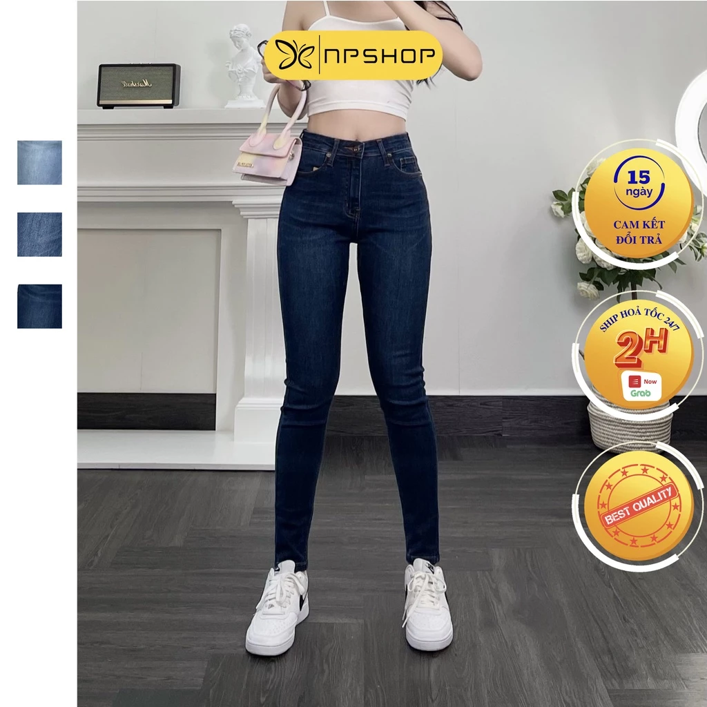 Quần jean skinny bigsize lưng cao NPSHOP, quần bò nữ ống bó cạp cao vải co giãn NPQ066-029