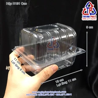 100c Hộp nhựa H131 cao - Hộp nhựa nắp gập đựng bánh bông lan cuộn ngắn, mini