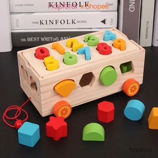 Đồ chơi xe cũi gỗ thả hình khối và ghép số bằng gỗ cho bé - đồ chơi gỗ phát triển trí tuệ