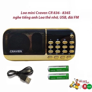 Đài Radio Dùng 2 Pin Caraven CR-836S Hỗ Trợ Đèn Pin Và Khe Cắm Thẻ Nhớ USB