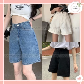 [Chất lượng cao-Bao đổi trả]Quần short ống rộng Unisex Nam - Nữ cạp cao lưng thun màu đen màu kem