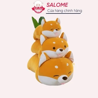 Gấu Bông Chó Shiba Lè Lưỡi Size 70cm-90cm CÓ KHÓA KÉO Vải Miniso Siêu Mềm Mịn Cute SALOME, Thú Bông Chó Vàng Inu