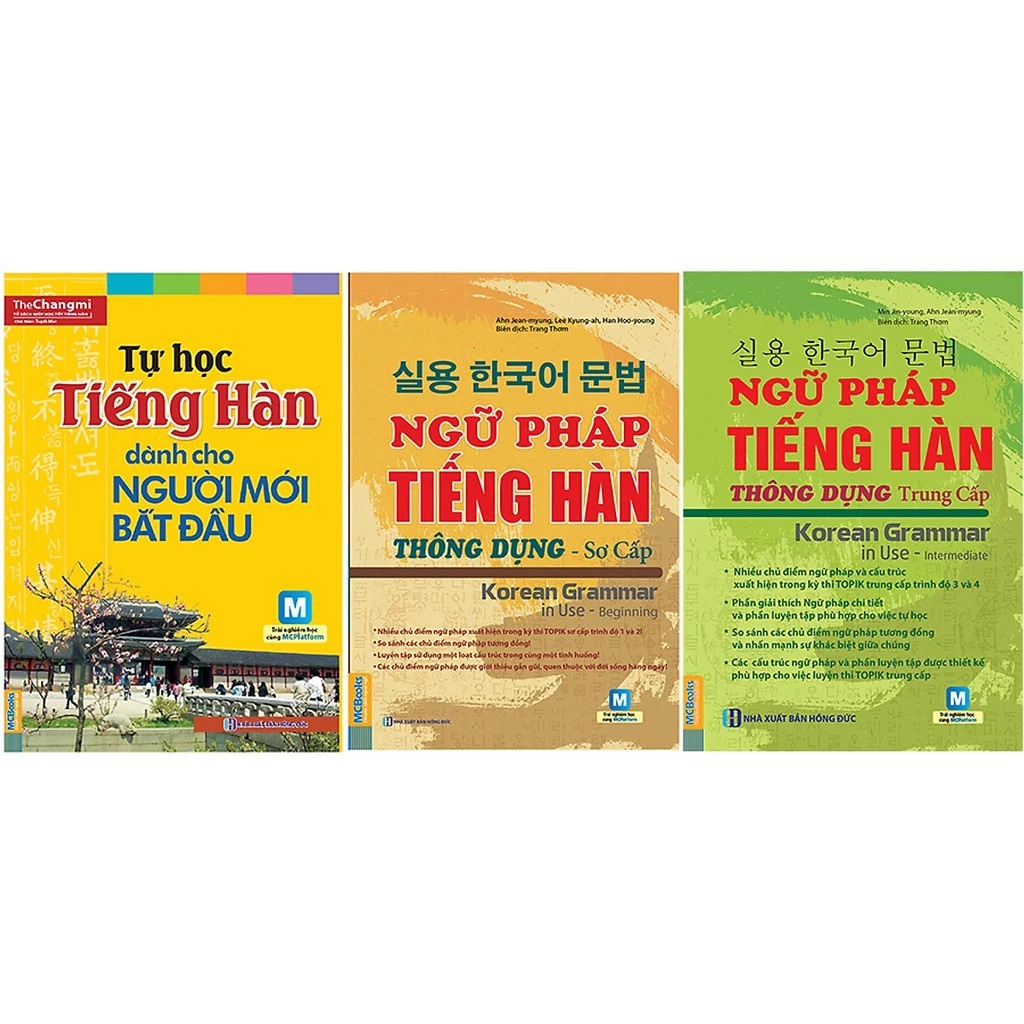 Sách - Combo 3 cuốn Ngữ Pháp Tiếng Hàn Thông Dụng Sơ cấp - Trung Cấp , tự học tiếng hàn dành cho người mới bắt đầu