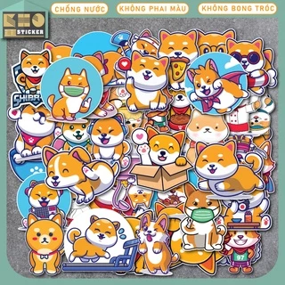 Combo 50 Sticker Shiba Dog chống nước sticker dán laptop, điện thoại, đàn guitar, mũ bảo hiểm, vali. MSP: ST15