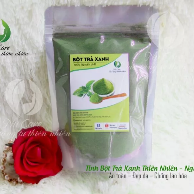 Bột Trà Xanh Giảm Mụn, Đắp Mặt Nạ 100gram (nhà làm)