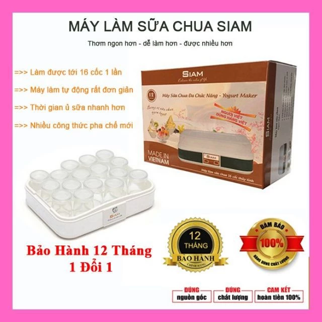 máy làm sữa chua SIAM 15 cốc thủy tinh nồi ủ sữa chua nhanh ổn định an toàn tiện lợi.