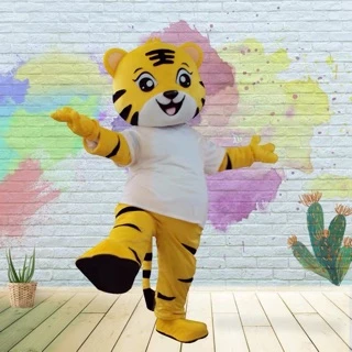 Mascot hóa trang tiểu hổ mặc áo hoạt náo