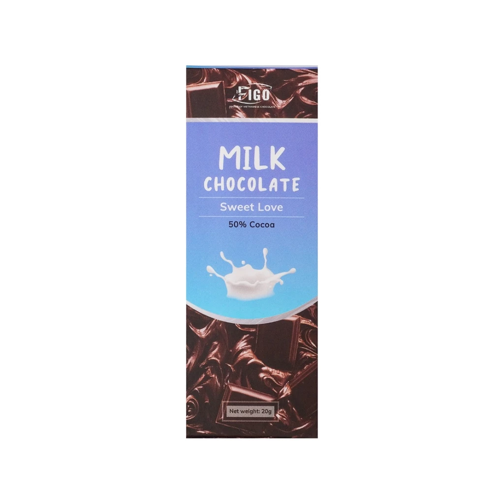 ( Chocolate thanh )Kẹo socola thanh 20g vị sữa nhân không nhân tăng cân Figo, đồ ăn vặt nội địa cho bé, healthy