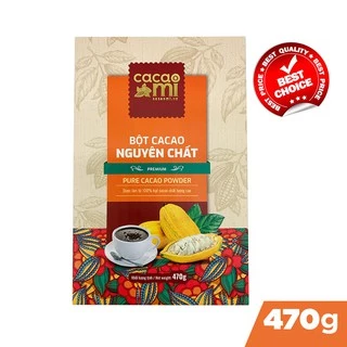 Thức uống socola Bột ca cao 100% nguyên chất không đường đậm Cacao Mi Premium đặc sản Việt Nam 470g
