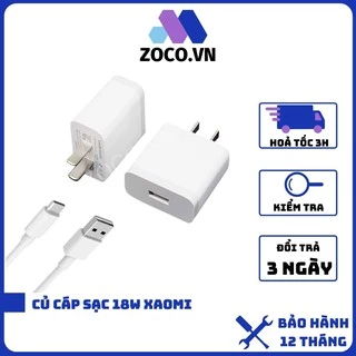 Bộ sạc nhanh 18W XIAOMI Chính hãng gồm củ và cáp sạc