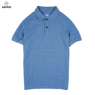 Áo phông nam có cổ màu xanh biển ADINO vải cotton polyester dáng công sở slimfit hơi ôm trẻ trung PL50